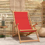 Folding Chair Solid Wood Teak Red
