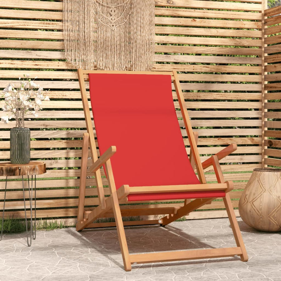 Folding Chair Solid Wood Teak Red