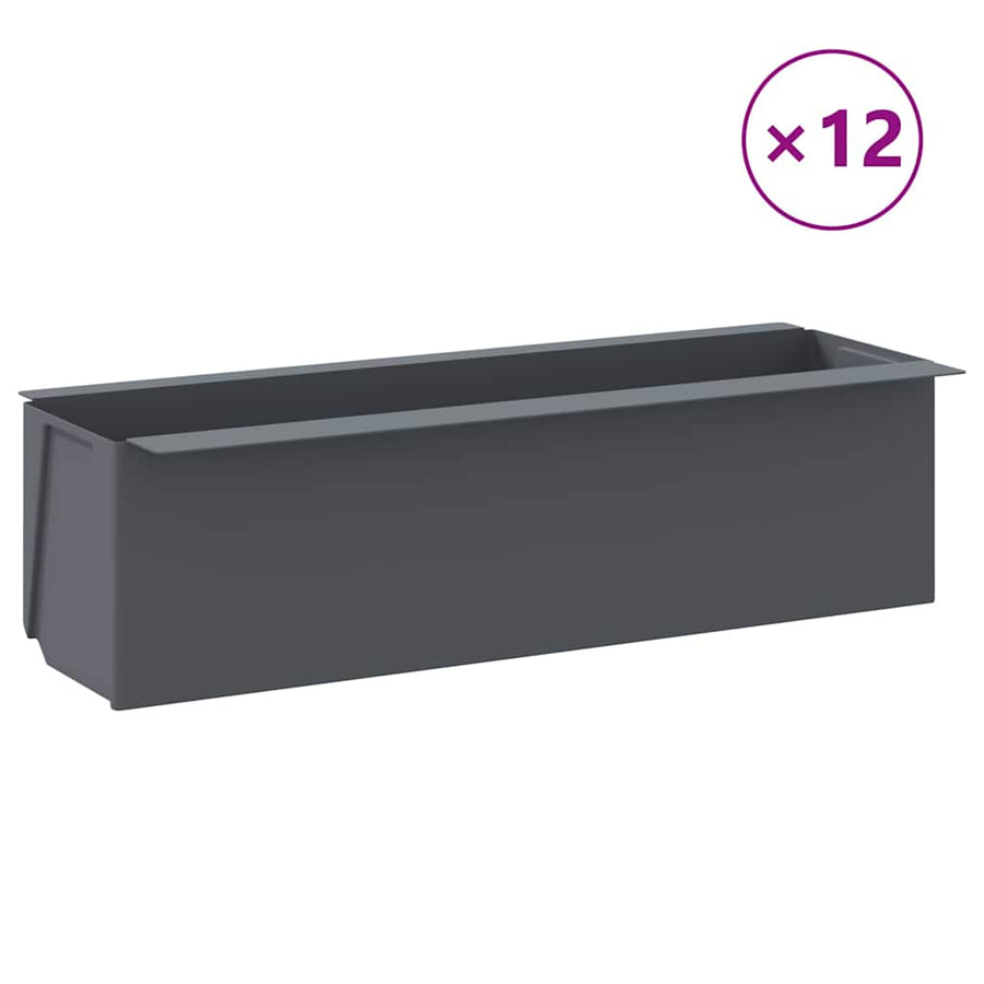 Flower Boxes for Euro Pallets 12 pcs Grey 36x13.5x9.5 cm PP