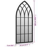 Garden Mirror Black 100x45 cm Iron for Outdoor Use - Rear View