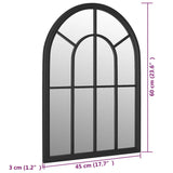 Garden Mirror Black 60x45 cm Iron for Outdoor Use - Rear View