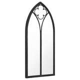 Garden Mirror Black 100x45 cm Iron for Outdoor Use - Front View