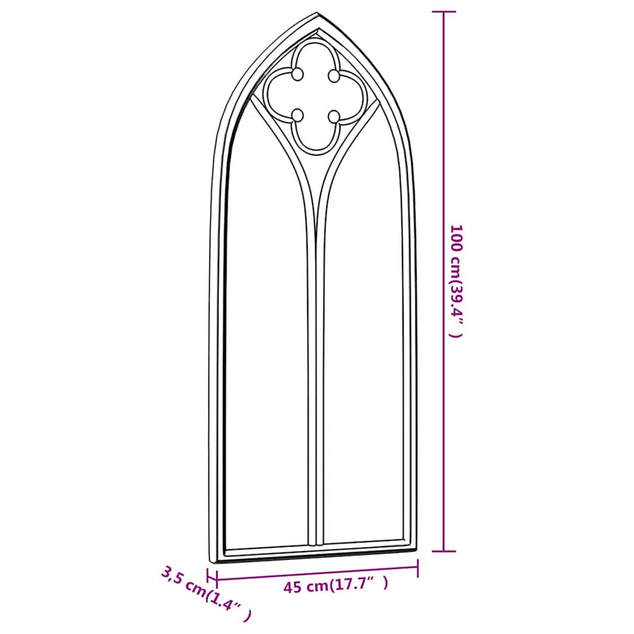 Garden Mirror Black 100x45 cm Iron for Outdoor Use