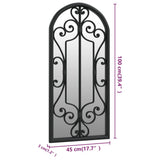 Garden Mirror Black 100x45 cm Iron for Outdoor Use