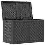 Garden Storage Box 180L Black PP Rattan - Side View
