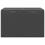 Garden Storage Box 180L Black PP Rattan - Top-Down View
