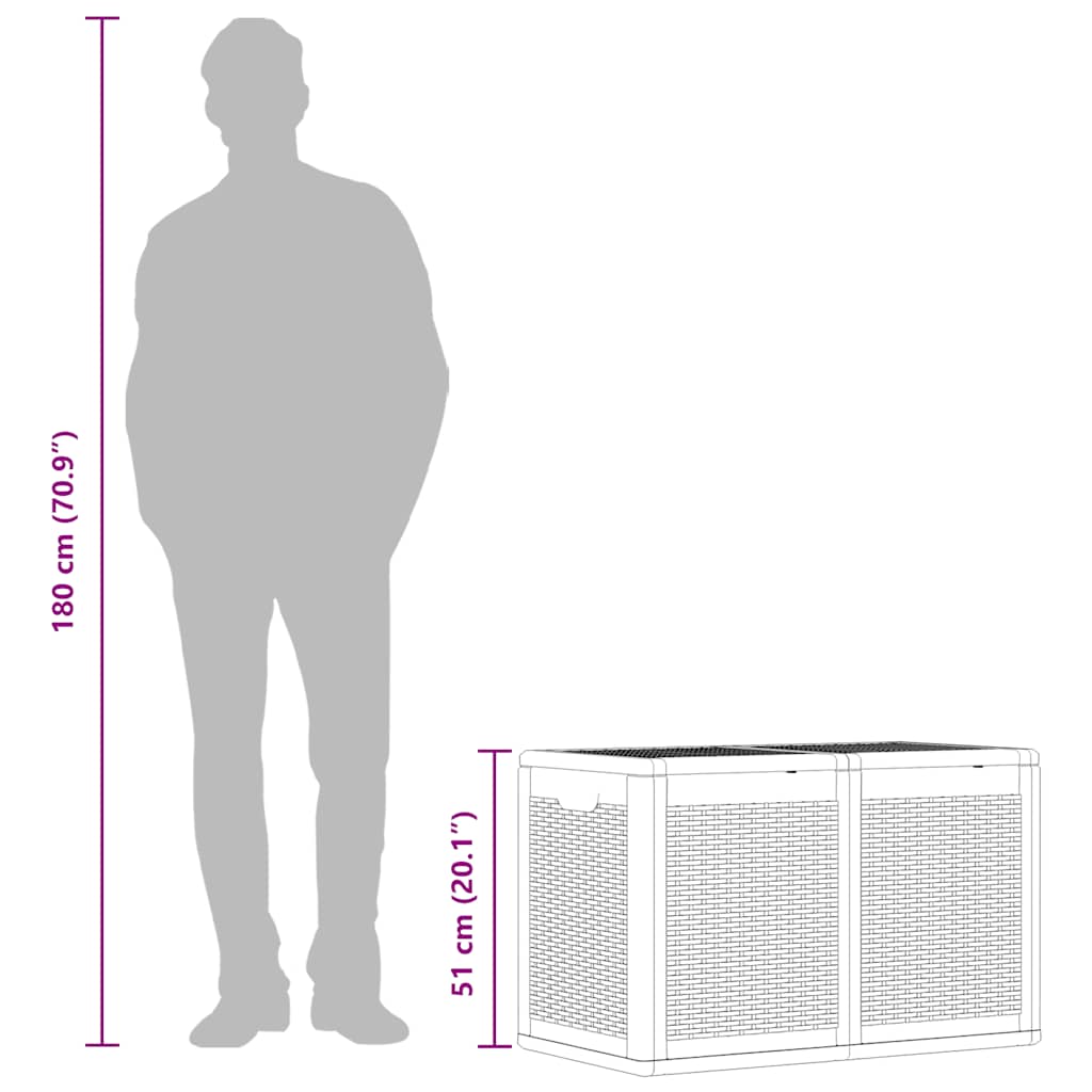 Garden Storage Box 180L Black PP Rattan