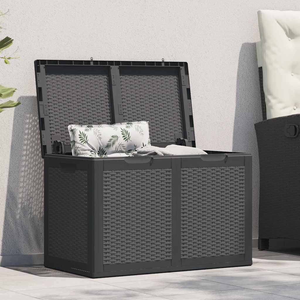 Garden Storage Box 180L Black PP Rattan