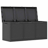 Garden Storage Box 270L Black PP Rattan - Side View