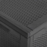 Garden Storage Box 270L Black PP Rattan - Low Angle