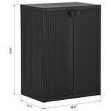 Garden Storage Cabinet Black 65x45x88 cm PP Rattan - Extra Image