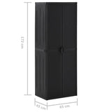 Garden Storage Cabinet Black 65x45x172 cm PP Rattan - Close-Up Angle