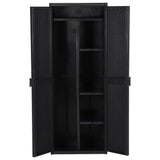 Garden Storage Cabinet Black 65x45x172 cm PP Rattan - Top-Down View