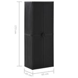 Garden Storage Cabinet Black 65x45x172 cm PP Rattan - Close-Up Angle