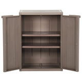 Garden Storage Cabinet Brown 65x45x88 cm PP Wood Look - Top-Down View