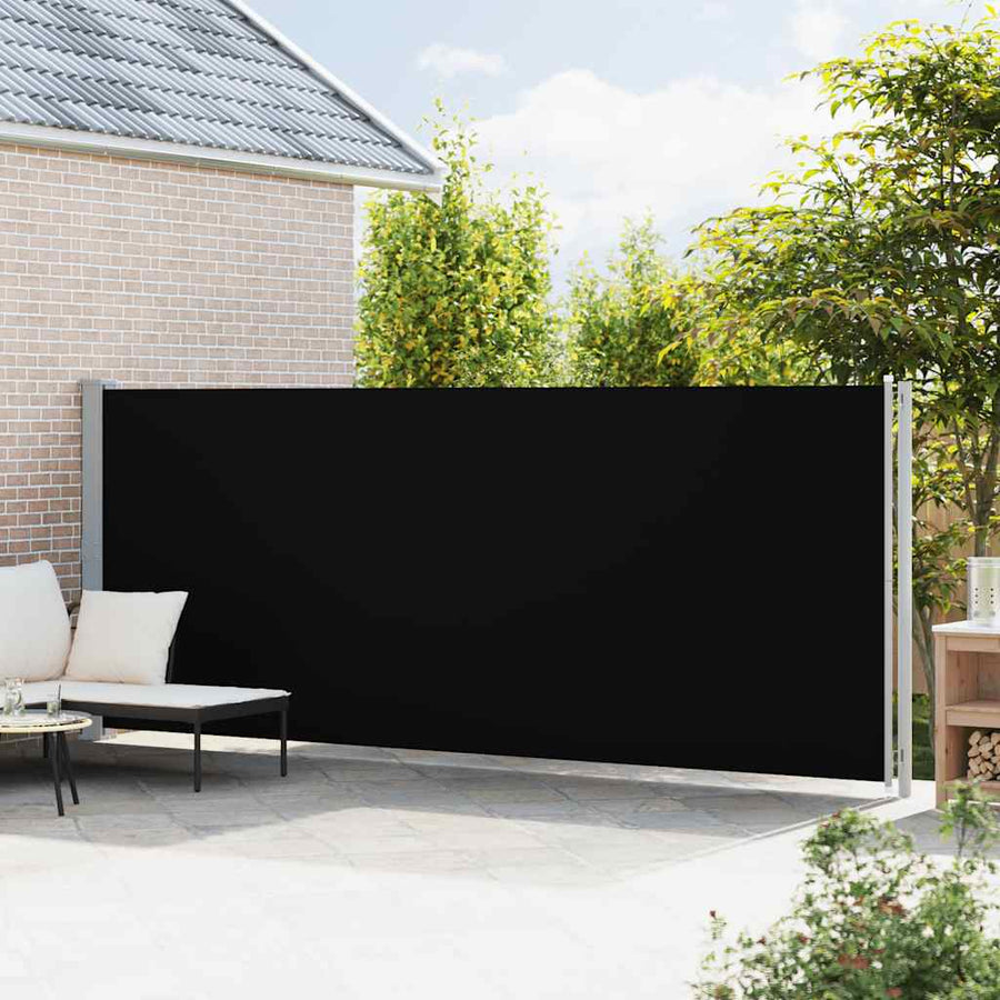 Patio Retractable Side Awning 180x614 cm Black