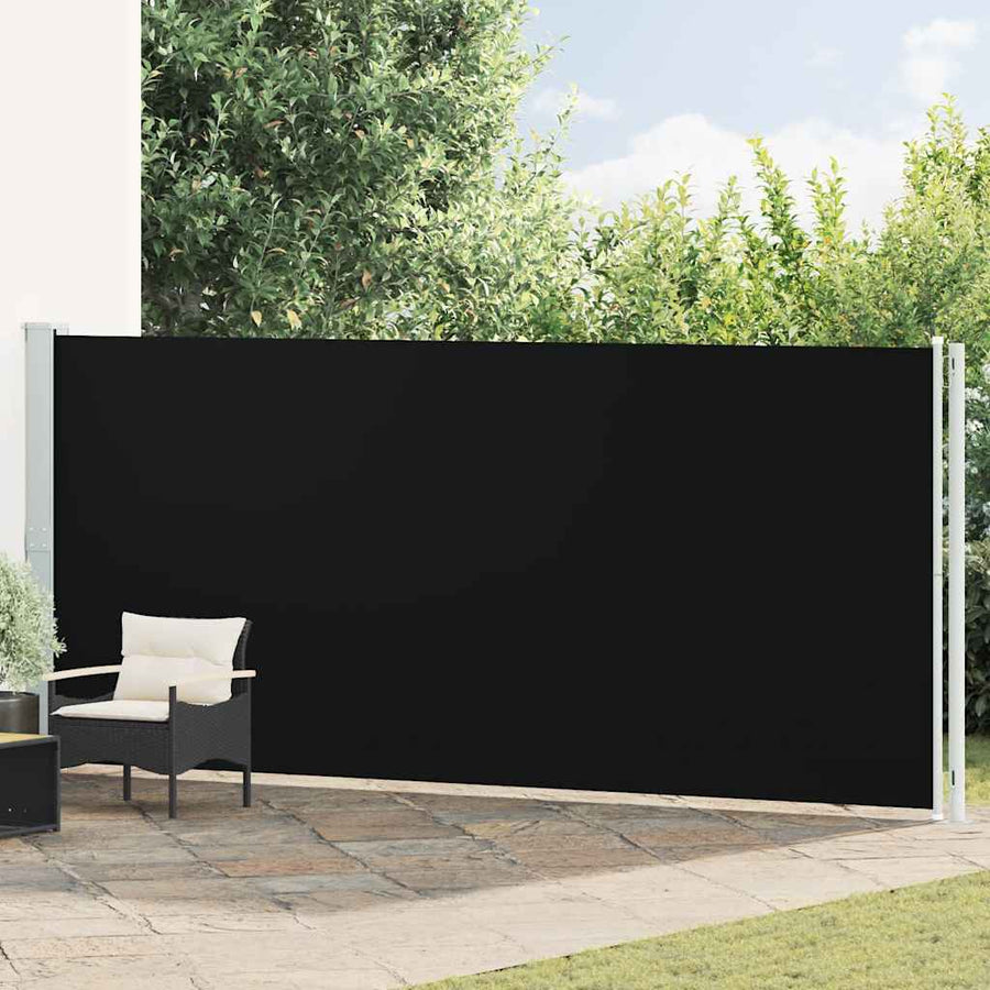 Patio Retractable Side Awning 180x614 cm Black