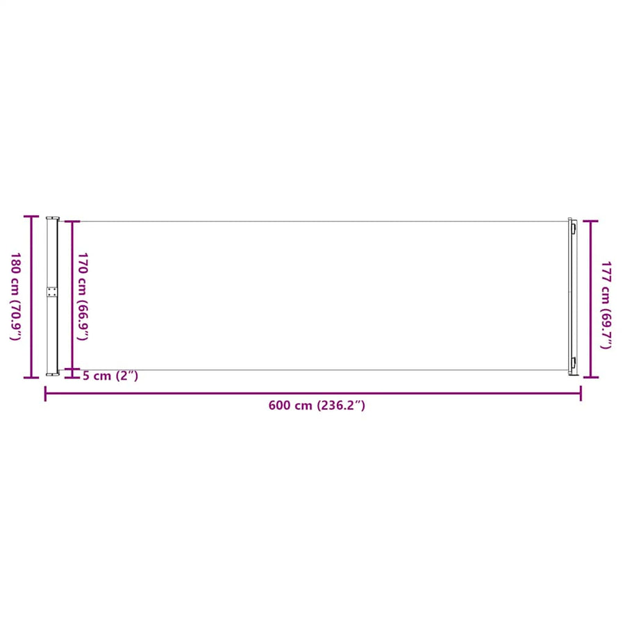 Patio Retractable Side Awning 180x614 cm Cream