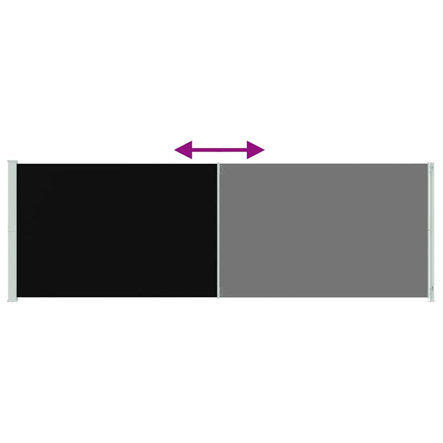 Patio Retractable Side Awning 200x614 cm Black