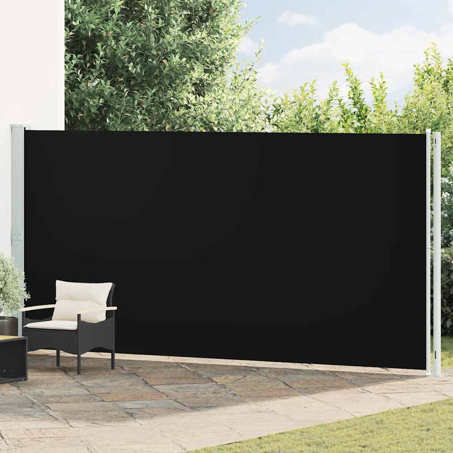 Patio Retractable Side Awning 200x614 cm Black