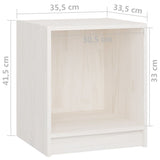 Bedside Cabinet White 35.5x33.5x41.5 cm Solid Pinewood - Close-Up Angle