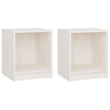 Bedside Cabinets 2 pcs White 35.5x33.5x41.5 cm Solid Pinewood - Front View