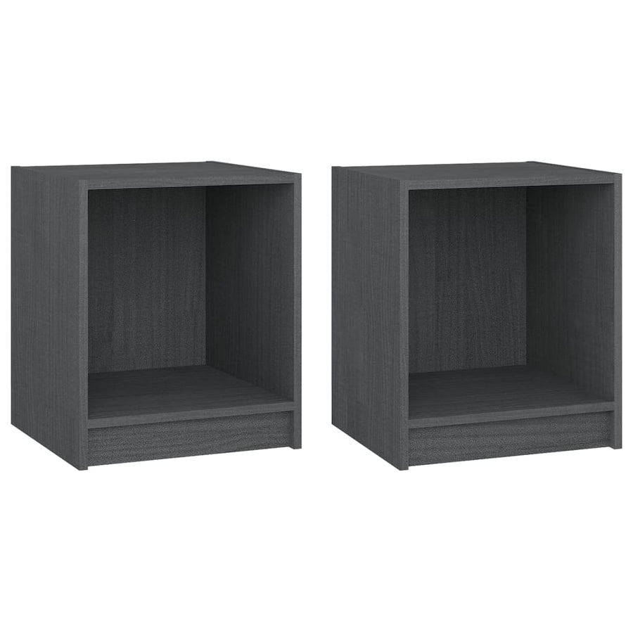 Bedside Cabinets 2 pcs Grey 35.5x33.5x41.5 cm Solid Pinewood