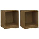 Bedside Cabinets 2 pcs Honey Brown 35.5x33.5x41.5 cm Solid Pinewood - Front View