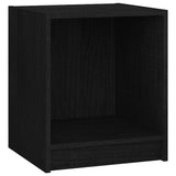 Bedside Cabinet Black 35.5x33.5x41.5 cm Solid Pinewood - Front View