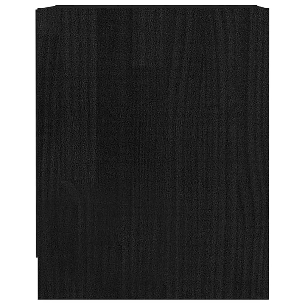 Bedside Cabinet Black 35.5x33.5x41.5 cm Solid Pinewood