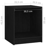 Bedside Cabinet Black 35.5x33.5x41.5 cm Solid Pinewood - Close-Up Angle
