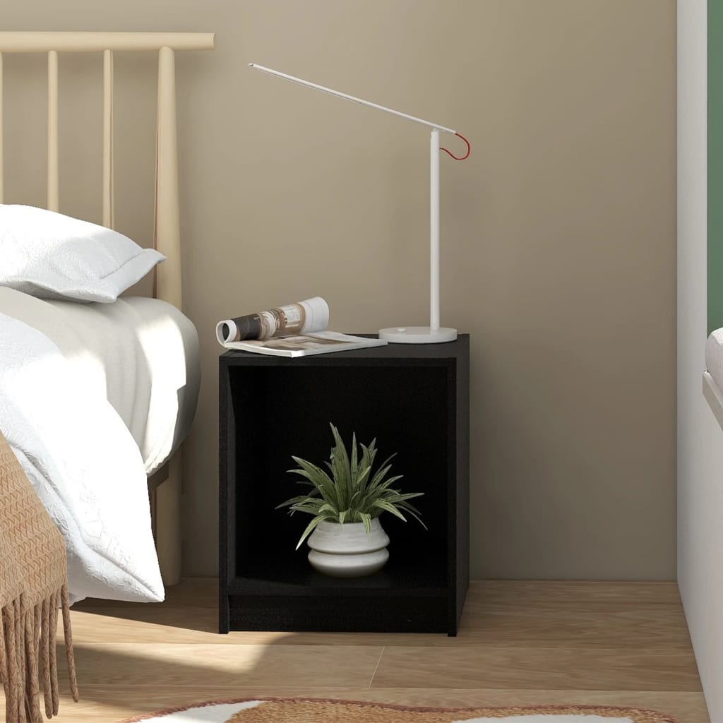 Bedside Cabinet Black 35.5x33.5x41.5 cm Solid Pinewood