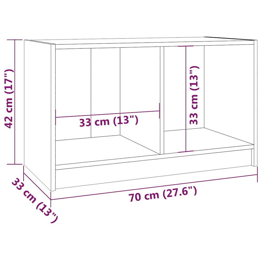 TV Cabinet Grey 70x33x42 cm Solid Pinewood