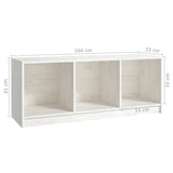 TV Cabinet White 104x33x41 cm Solid Pinewood - Low Angle
