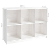 Book Cabinet White 104x33x76 cm Solid Pinewood - Low Angle