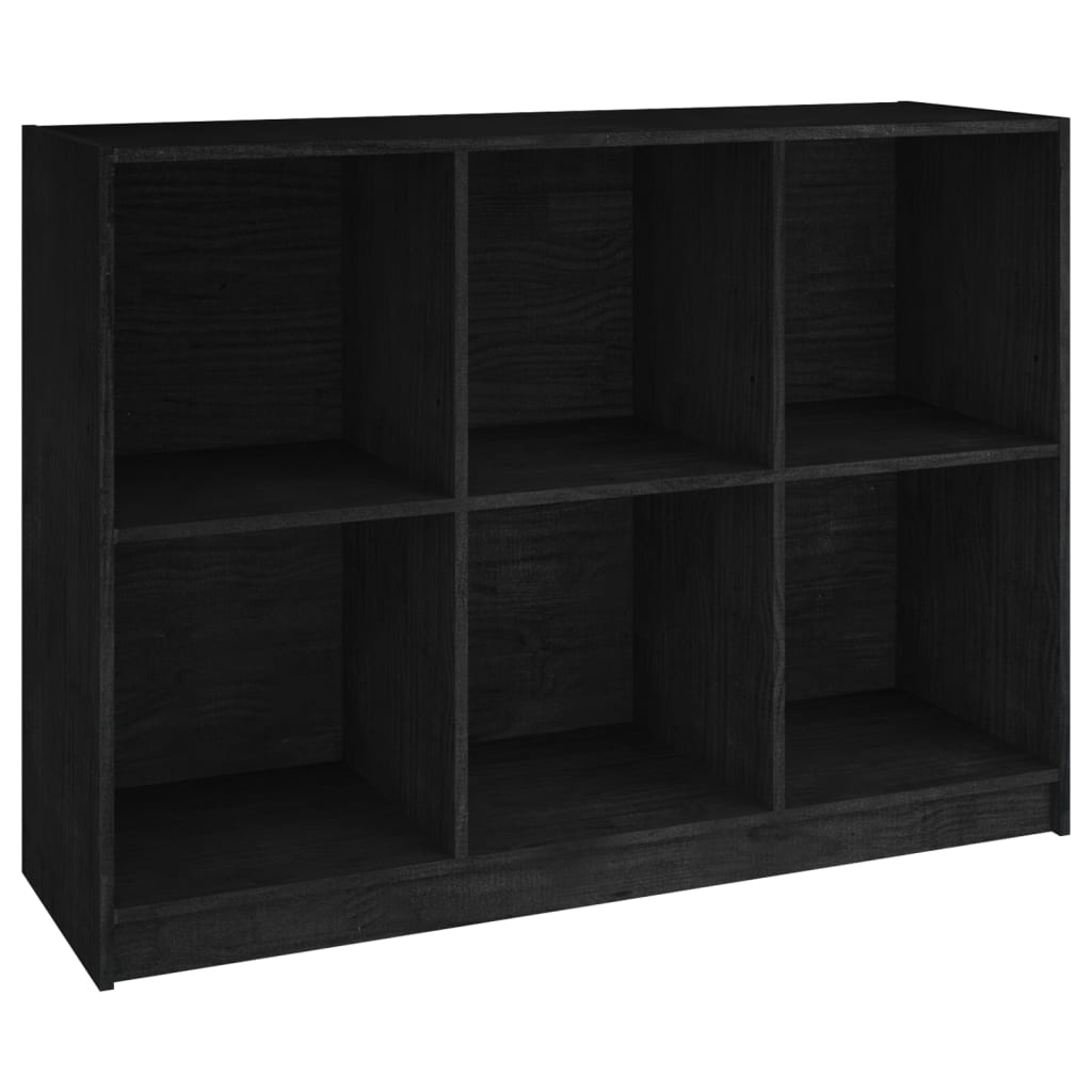 Book Cabinet Black 104x33x76 cm Solid Pinewood