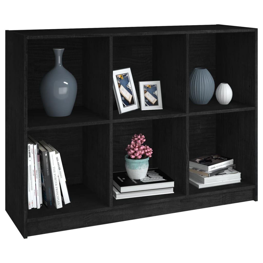 Book Cabinet Black 104x33x76 cm Solid Pinewood