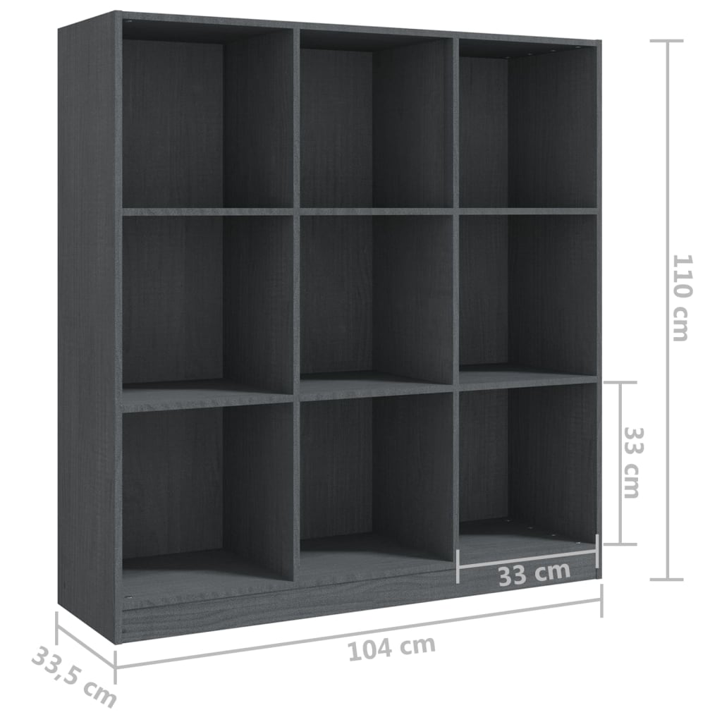 Book Cabinet/Room Divider Grey 104x33.5x110 cm Solid Pinewood