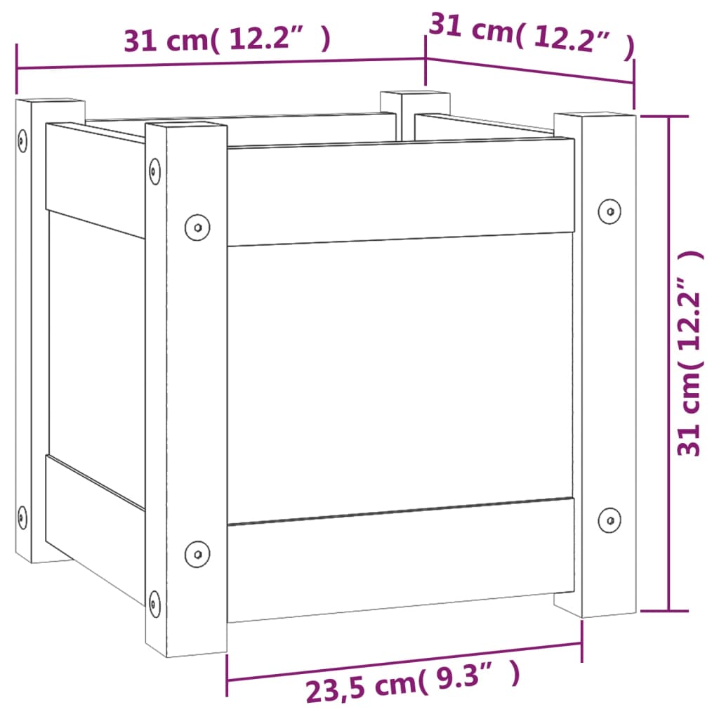 Garden Planters 2 pcs 31x31x31 cm Solid Pinewood