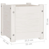 Garden Planter White 31x31x31 cm Solid Pinewood - Low Angle