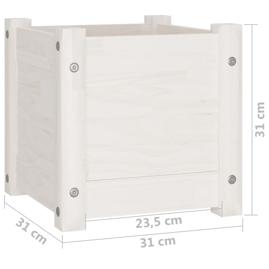Garden Planter White 31x31x31 cm Solid Pinewood