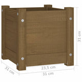 Garden Planter Honey Brown 31x31x31 cm Solid Pinewood - Low Angle