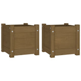 Garden Planters 2 pcs Honey Brown 31x31x31 cm Solid Pinewood