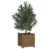 Garden Planters 2 pcs Honey Brown 31x31x31 cm Solid Pinewood - Side View