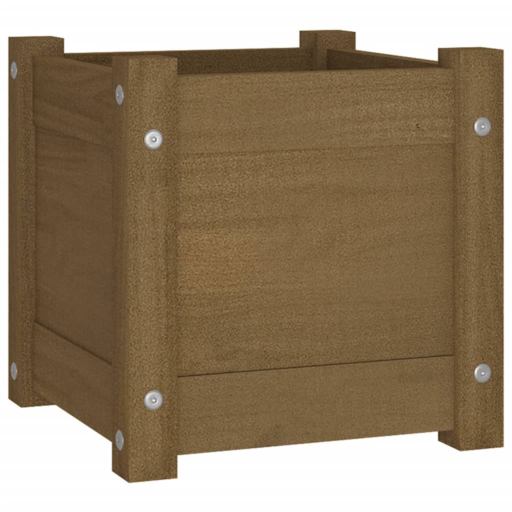 Garden Planters 2 pcs Honey Brown 31x31x31 cm Solid Pinewood