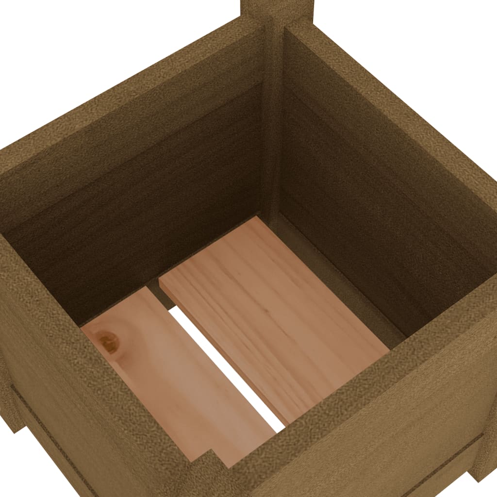 Garden Planters 2 pcs Honey Brown 31x31x31 cm Solid Pinewood
