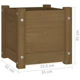 Garden Planters 2 pcs Honey Brown 31x31x31 cm Solid Pinewood - Extra Image