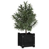 Garden Planter Black 31x31x31 cm Solid Pinewood - Side View