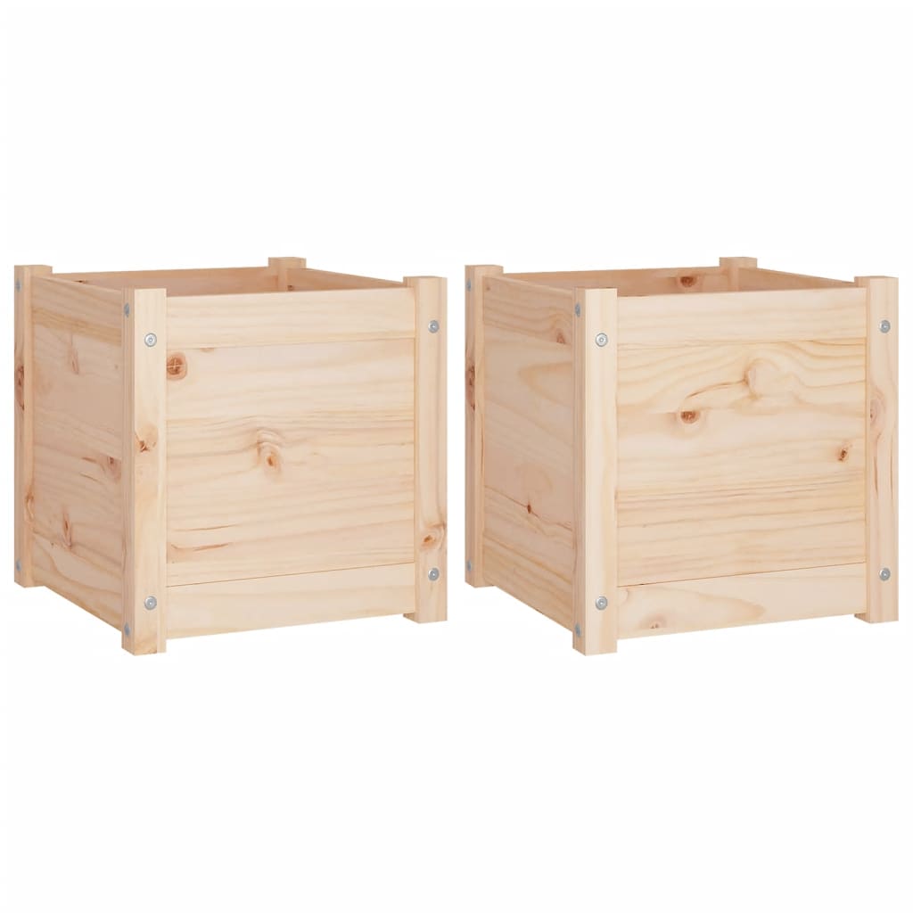 Garden Planters 2 pcs 40x40x40 cm Solid Pinewood