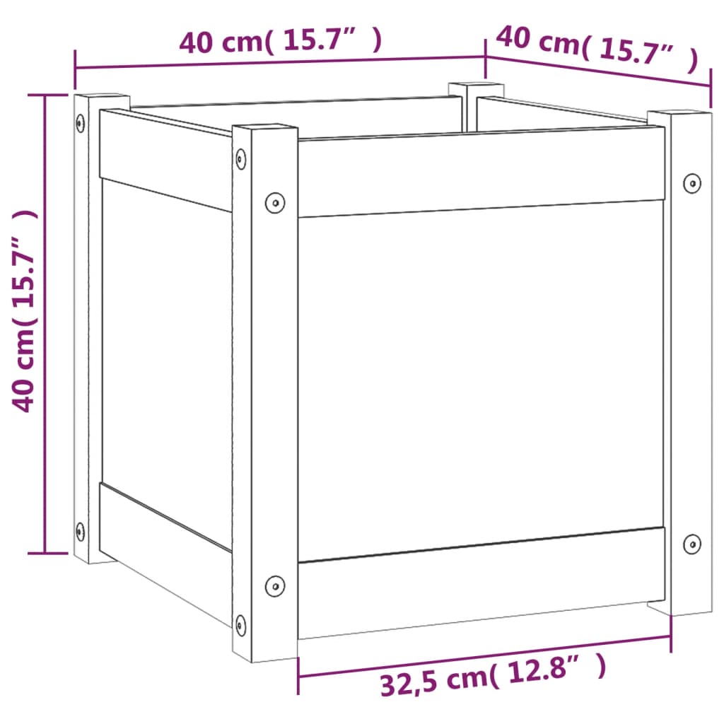 Garden Planters 2 pcs 40x40x40 cm Solid Pinewood